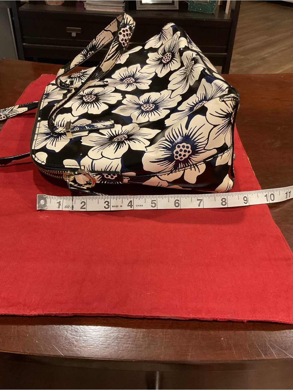 kate spade Black & White Floral Dome Satchel with Gold Hardware - Picture 9 of 11
